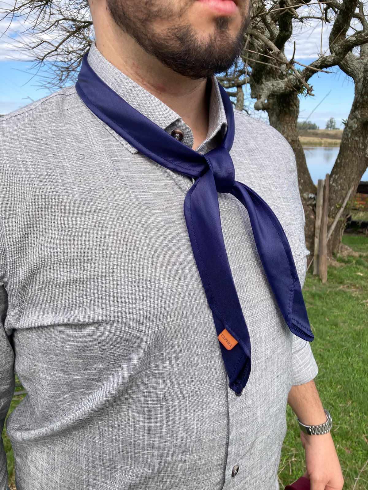 Lenço Prático Azul Jeans LP06 — lenço gaúcho Tapera
