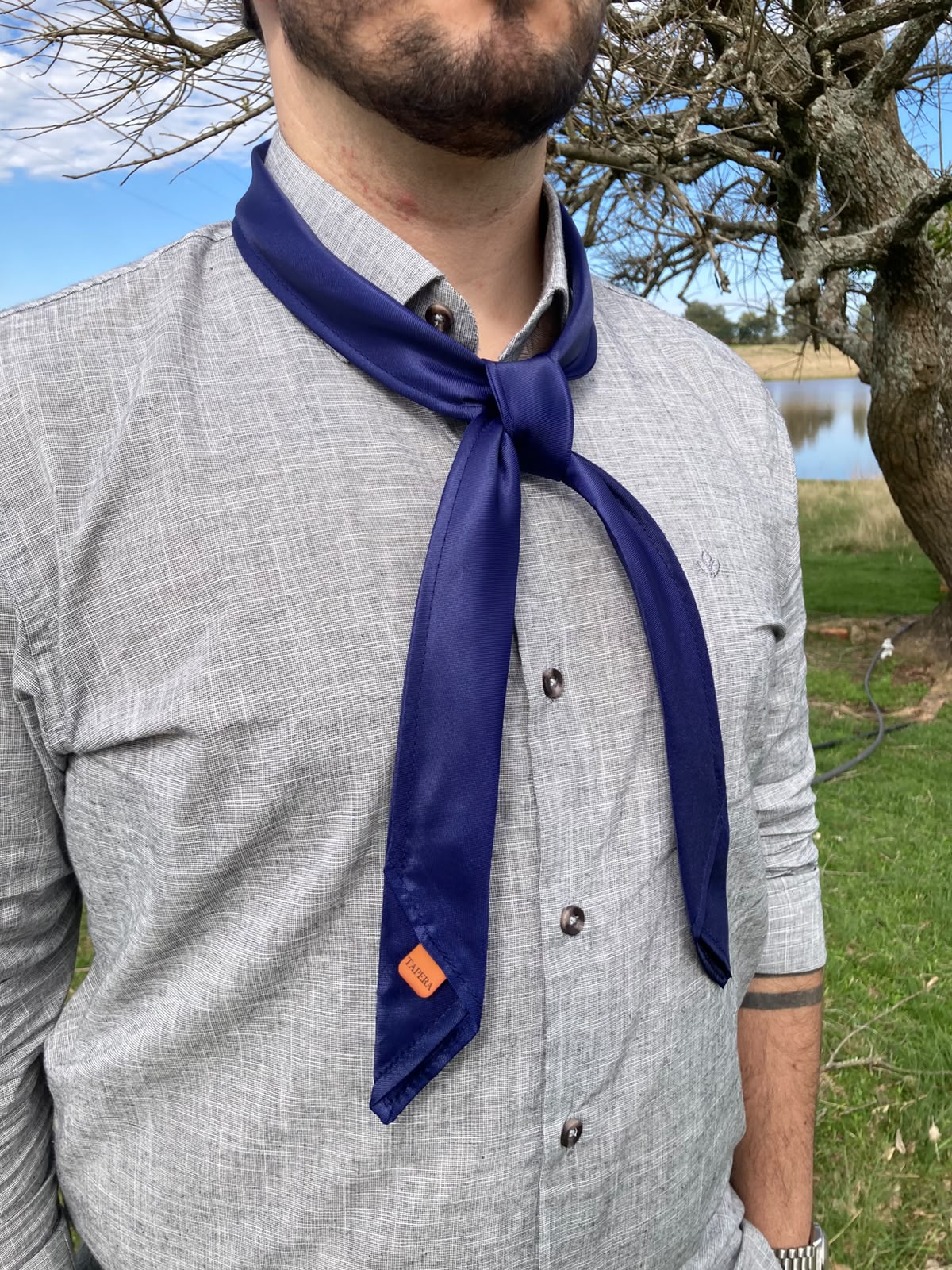Lenço Prático Azul Marinho LP04 — lenço gaúcho Tapera