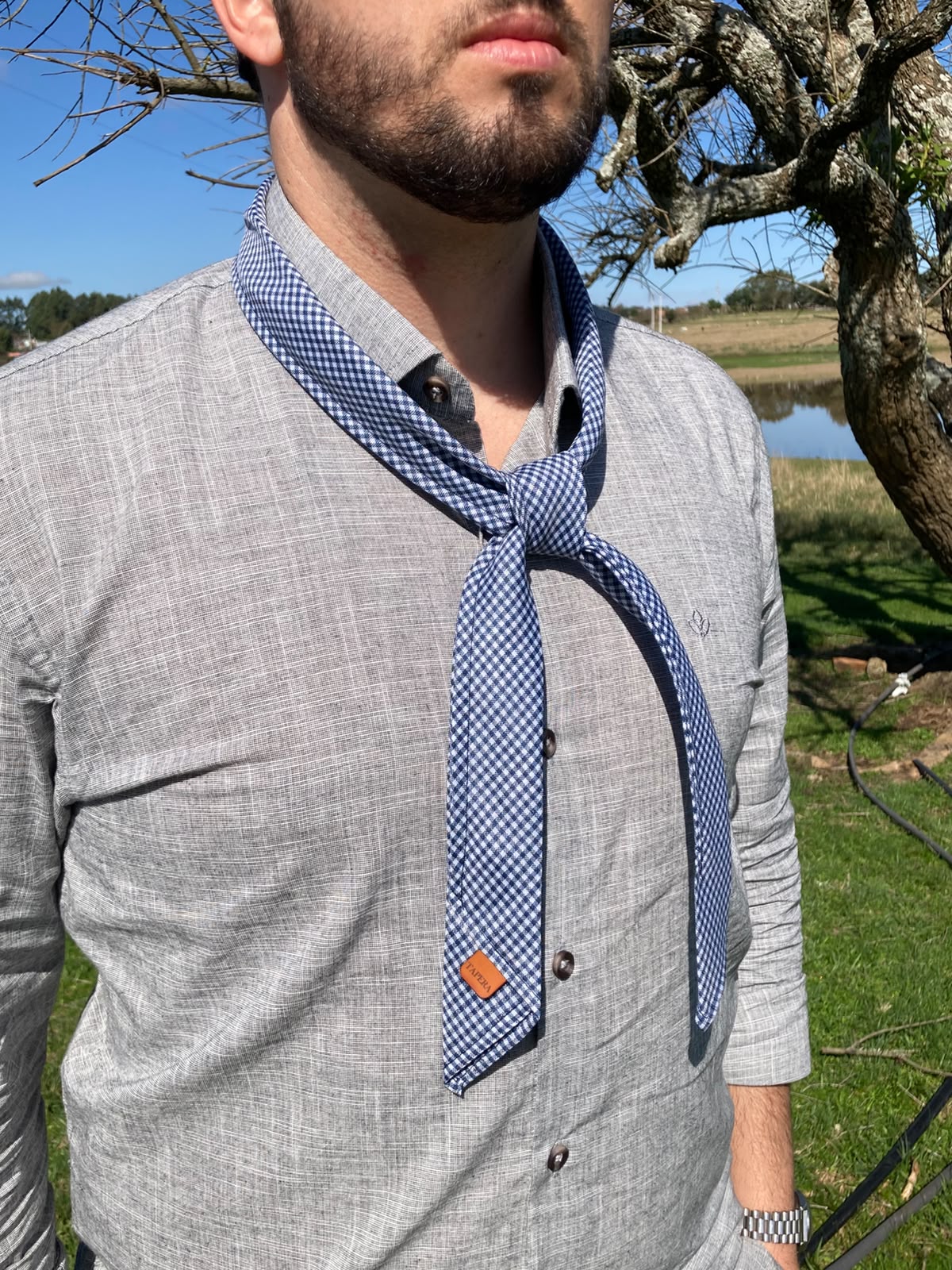 Lenço Prático Carejó Azul LP02 — lenço gaúcho Tapera